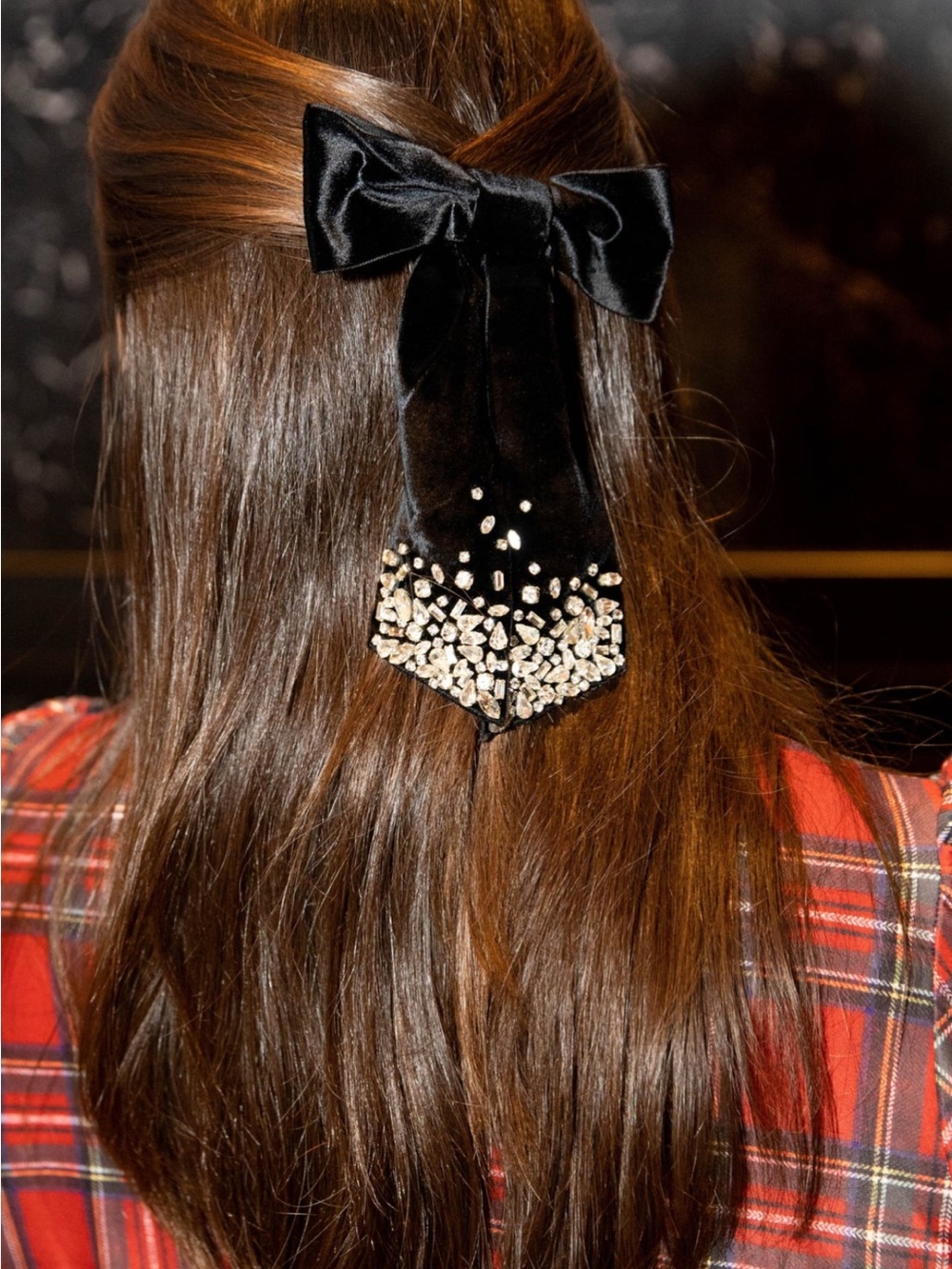 Mignonne Gavigan MaroonVelvet Bow Clip with Crystal Embellishments NWT - Picture 4 of 5